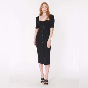 NWT Veronica Beard Trace Button-detailed Cady Dress In Black